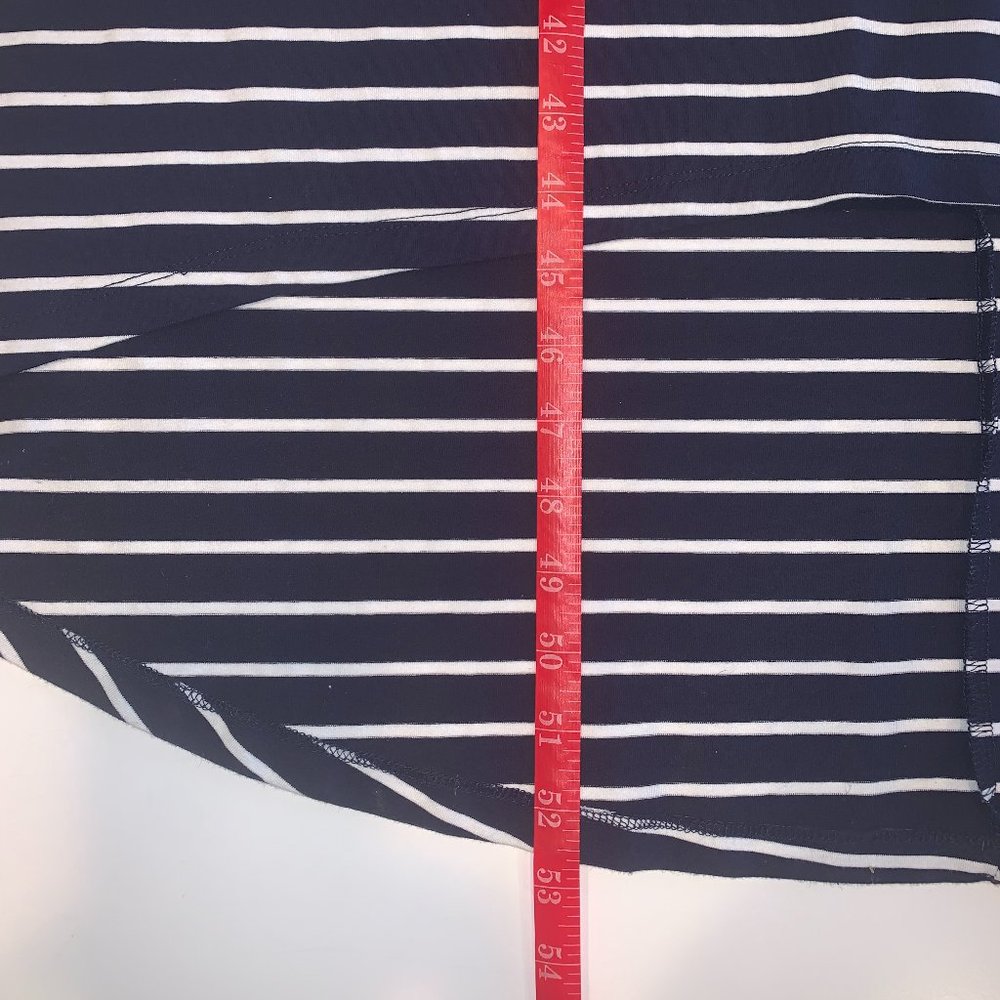 NWOT Isaac Mizrahi Live! Lg Blue/White Striped Cold Shoulder Maxi Dress Hi - Low - Picture 9 of 9